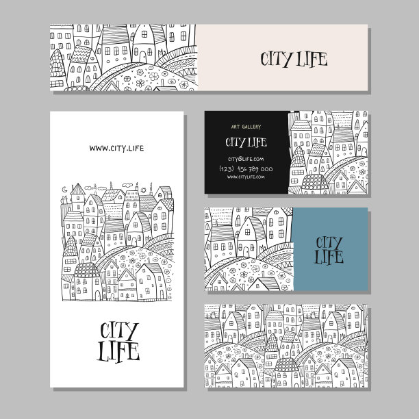 复古老城可爱的房子概念艺术图片下载