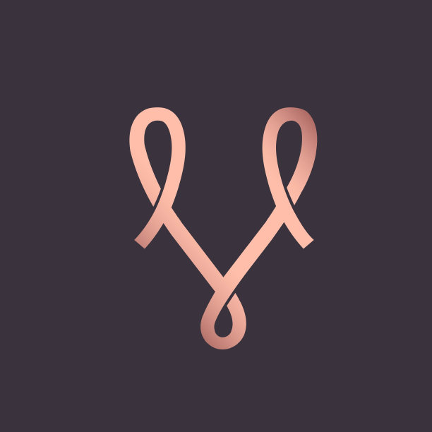 字母V标志。心形字母首字母。图片下载