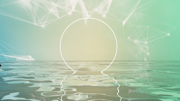 抽象的霓虹灯圆。抽象房间科幻插画。霓虹辉光复古的80年代背景。复古未来3d插图。未来主义的背景图片下载