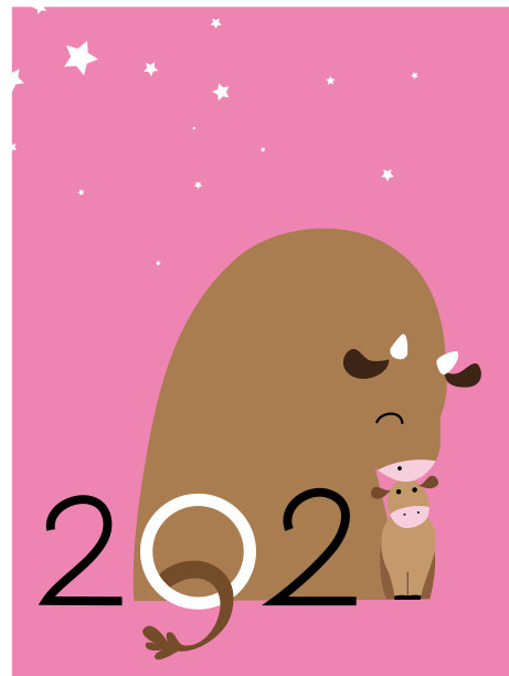 牛和小牛娃卡牛过年图片下载