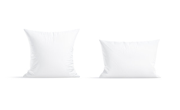 空白白色长方形和正方形枕头样板架，前视图图片下载