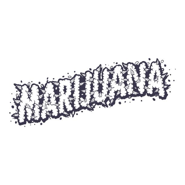 大麻字母的剪影与烟杂草图片下载