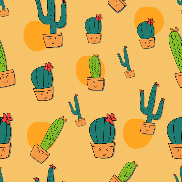 无缝图案仙人掌班设计，适合装饰需要，t恤，口罩，枕套等。图片下载