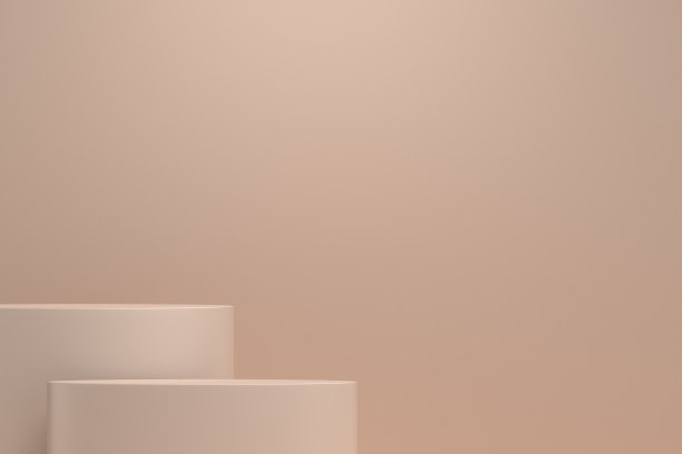 3 d演示。模型讲台，几何抽象组成的产品或广告的粉红色背景。最小的3d插图渲染股票图片下载