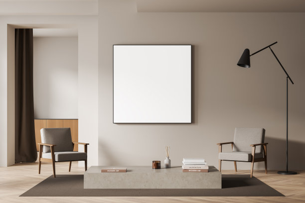 房间内部有椅子和茶几，装饰和模型框架图片下载