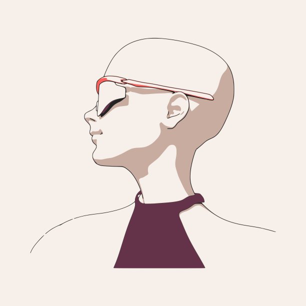 年轻女子面部侧面。优雅的女性头部轮廓。美女戴墨镜图片下载