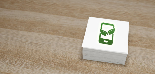 产业生态经营理念，绿色能源生态纸面。木制背景3D插图图片下载