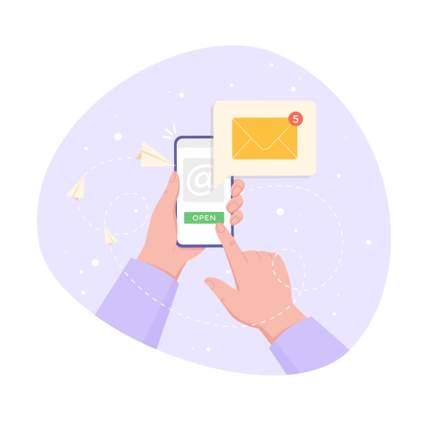 使用智能手机收发电子邮件。手触摸屏幕。通过电话打开收件箱电子邮件图片下载