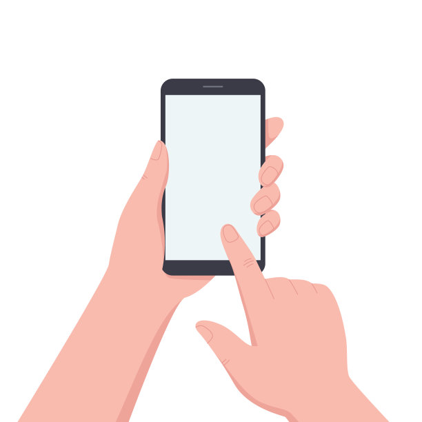手握黑色智能手机，触摸空白屏幕。使用移动电话图片下载