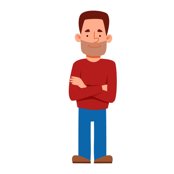 一个身材魁梧的年轻人双手夹在腰间站着。图片下载