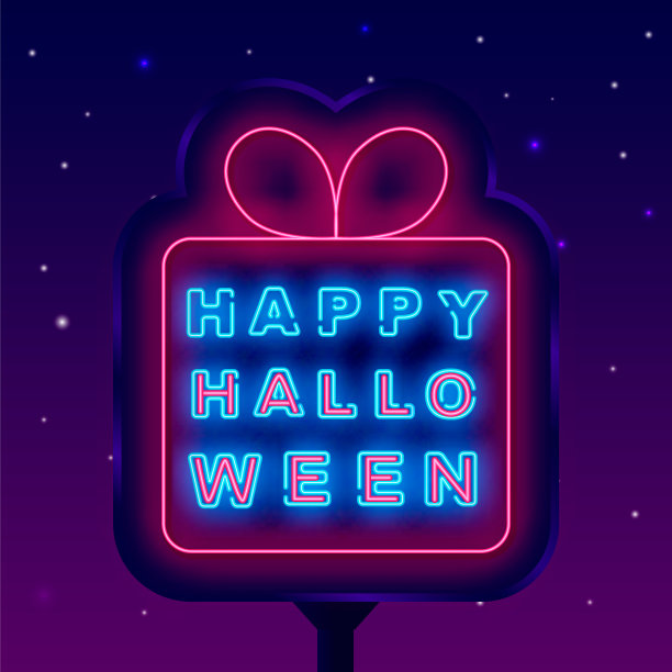万圣节快乐街头广告牌。万圣节快乐横幅。夜总会的广告。向量股票插图图片下载