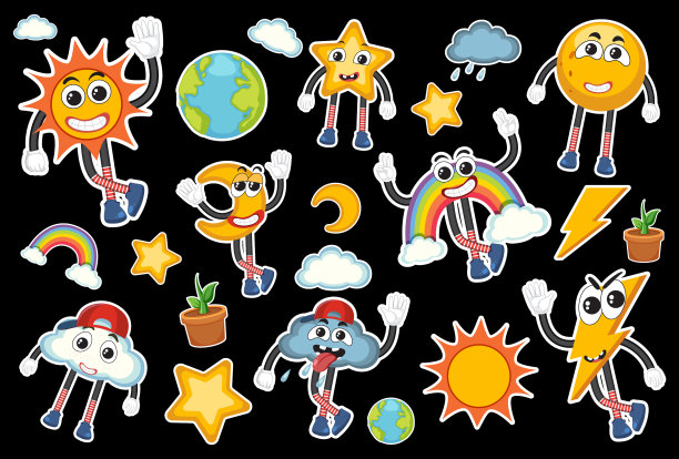 可爱的贴纸无缝图案图片下载