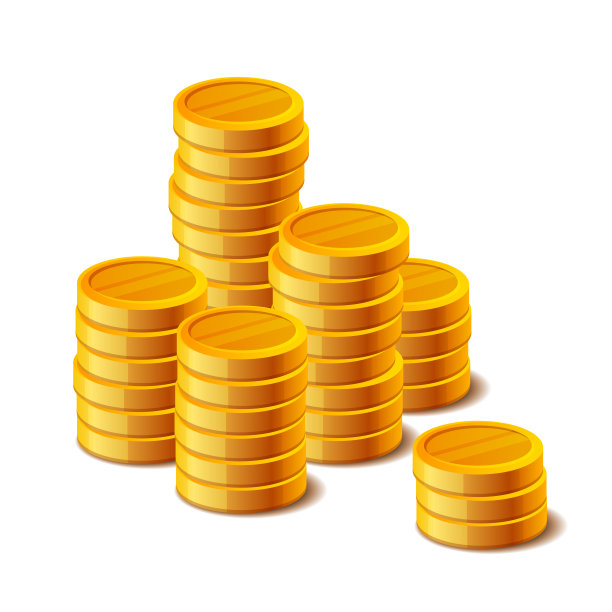 金币钱堆在白色背景。向量图片下载