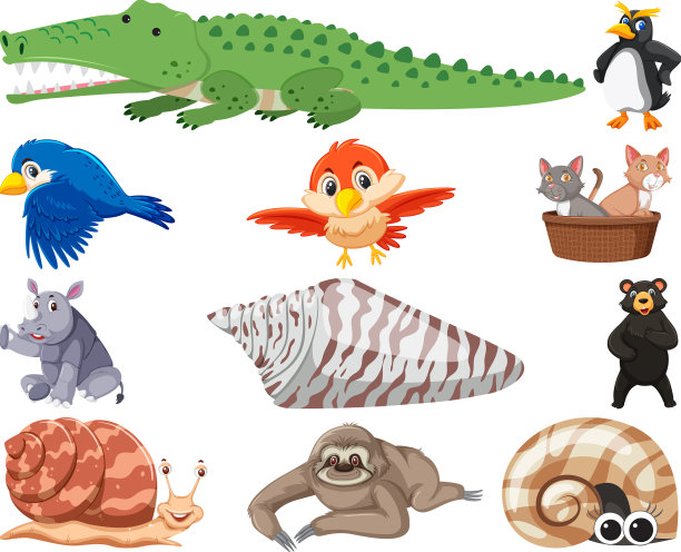 一套各种动物卡通图片下载