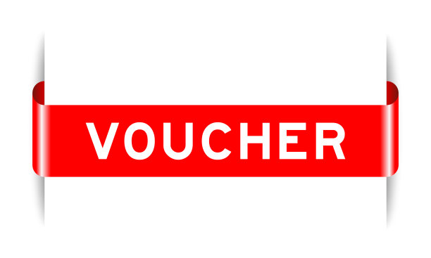 红色插入标签横幅与字券在白色背景图片下载