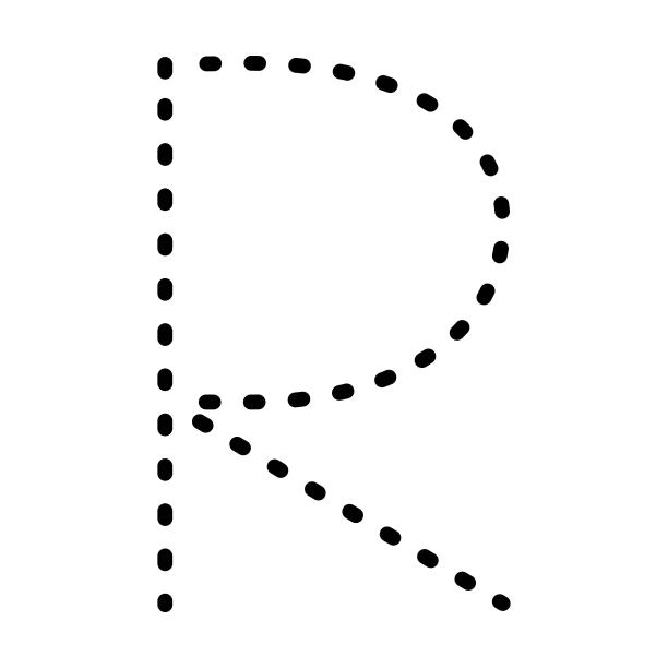 追踪字母R预写虚线元素为幼儿园，学前和蒙台梭利学校的孩子书写练习活动练习题。图片下载