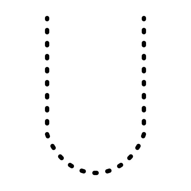 追踪字母U预写虚线元素为幼儿园，学前和蒙台梭利学校的孩子书写练习活动练习题。图片下载