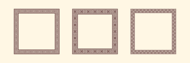 希腊关键边界，方形框架集合。装饰古代漫步图片下载
