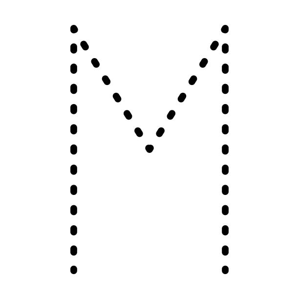 追踪字母M预写虚线元素为幼儿园，学前和蒙台梭利学校的孩子书写练习活动练习题。图片下载