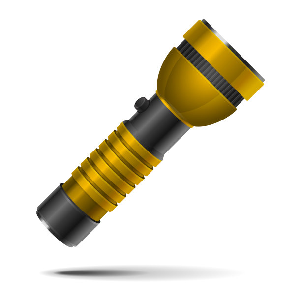 白色背景Led手电筒图标。向量图片下载