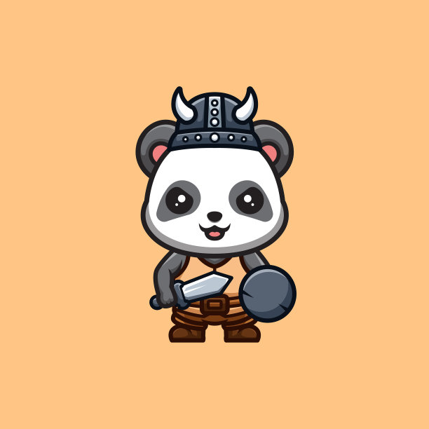 熊猫维京可爱创意卡哇伊卡通吉祥物图片下载