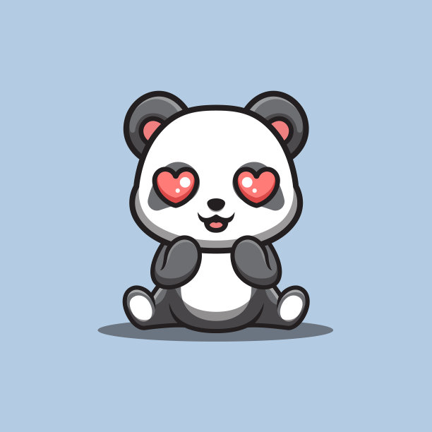 熊猫坐着震惊可爱创意卡哇伊图片下载