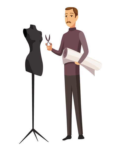 男裁缝，测量和缝制图片下载