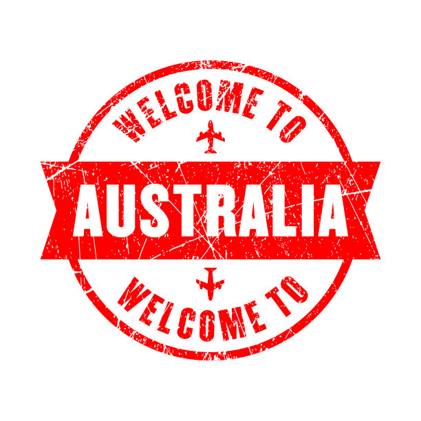 欢迎来到澳大利亚孤立的红色邮票背景图片下载