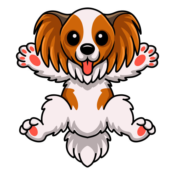 可爱的蝴蝶犬卡通造型图片下载