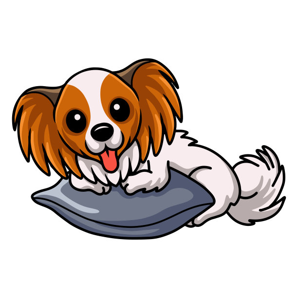 枕头上有可爱的蝴蝶犬卡通图片下载