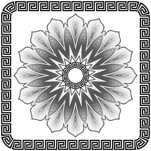 黑白花配框花图片下载