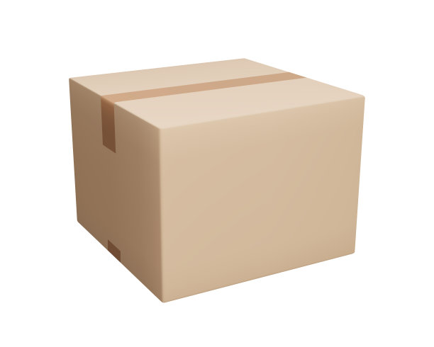 用透明胶带和标签的纸板或纸盒逼真的送货盒。图片下载