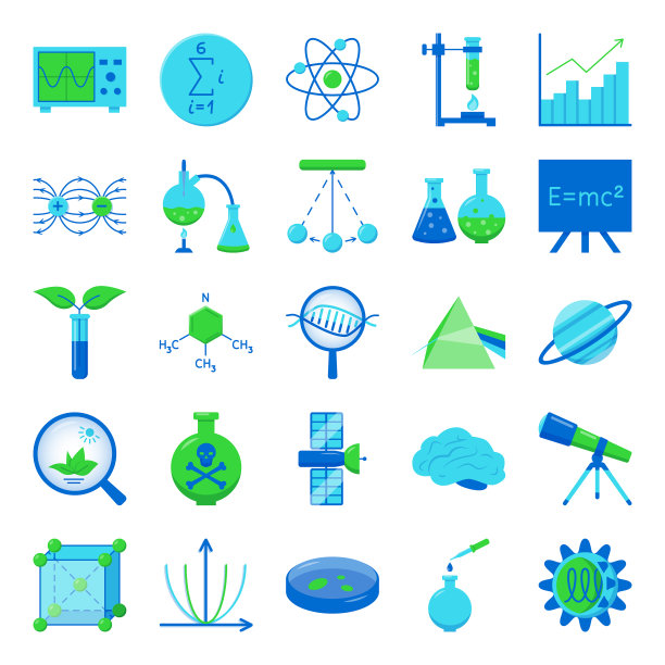 平面风格的科学图标图片下载