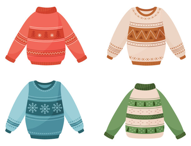 一套舒适的节日圣诞和新年毛衣。图片下载