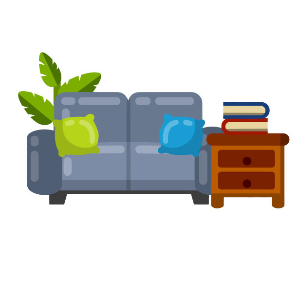 椅子，桌子，书和植物图片下载