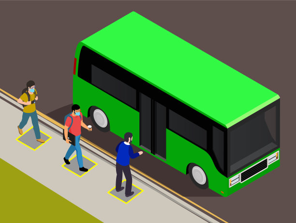 公共交通上的社交距离海报图片下载