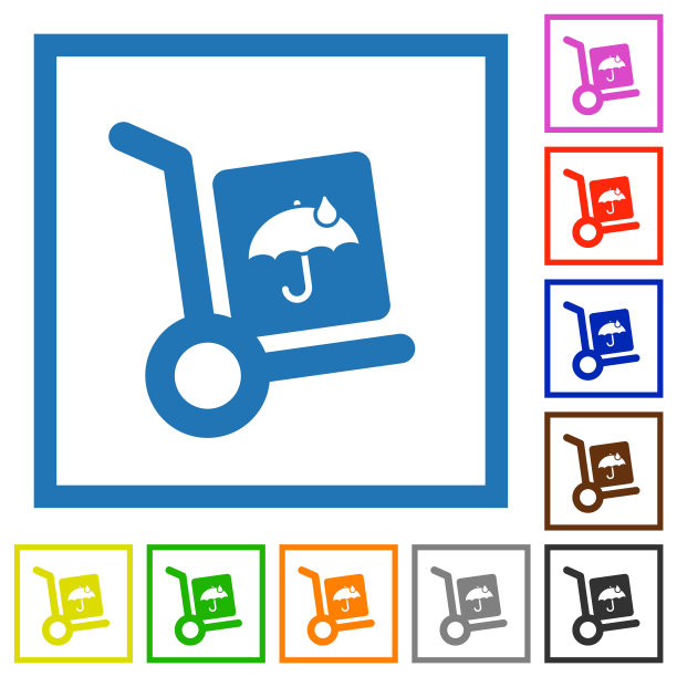 不防水的包裹投递固体扁平框架图标图片下载