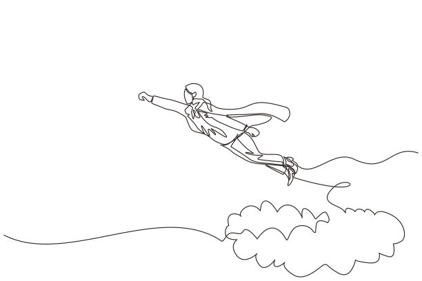 单线画的女商人超级英雄图片下载