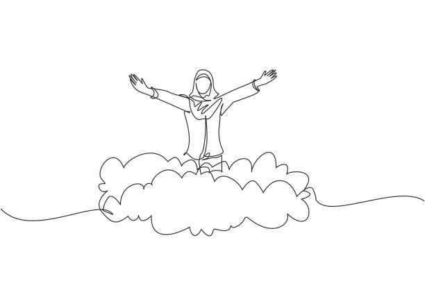 一条线画着阿拉伯女商人图片下载