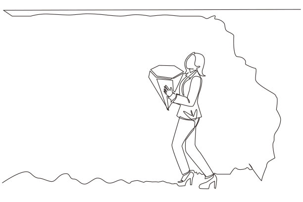 单线画年轻的女商人图片下载