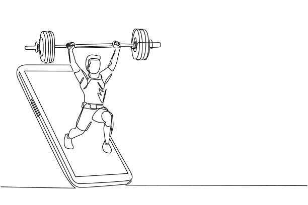 单线画健美男子做图片下载