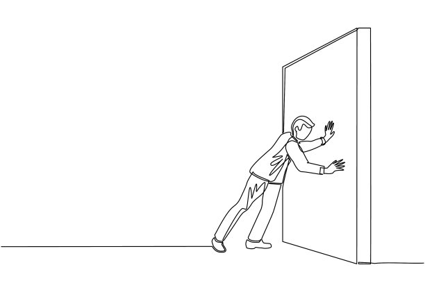 单线连续画商人图片下载