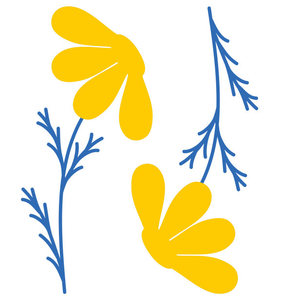 方形瓷砖，黄蓝白彩色花卉图案，矢量插画用于墙面装饰图片下载