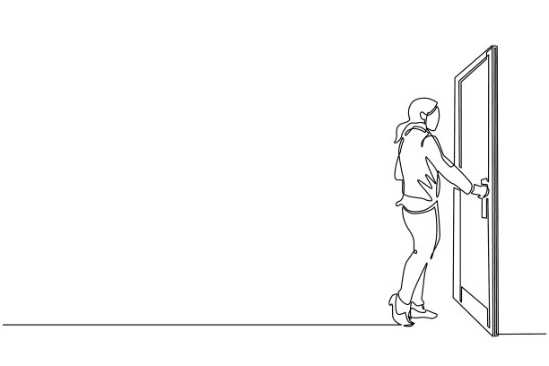单连续画线的女商人图片下载