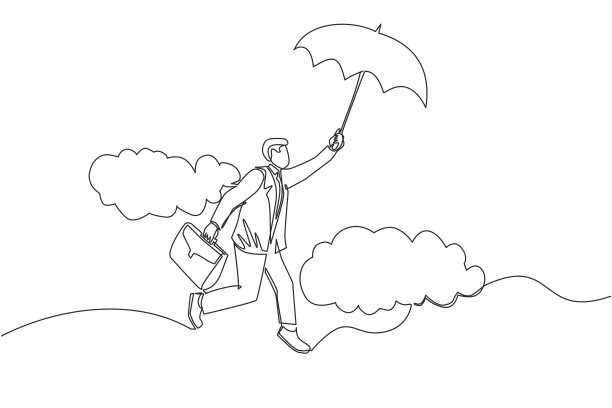 一条线画着快乐的富商图片下载