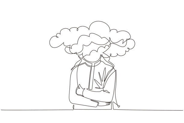 连续一条线画云头图片下载