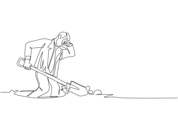 单线连续画商人擦图片下载