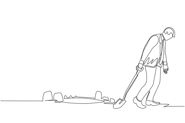 单线连续画商人图片下载