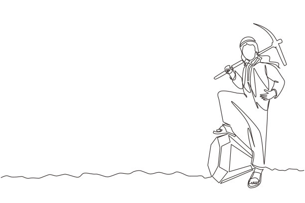 单线画阿拉伯商人挖掘图片下载