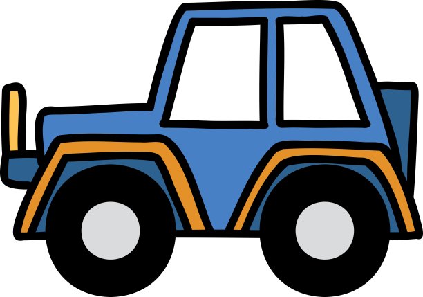 手绘离路卡车插图图片下载